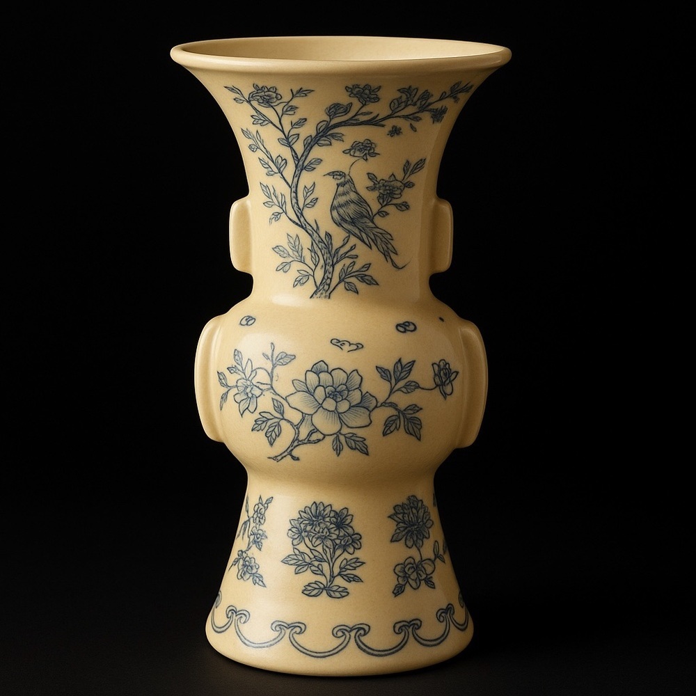 Franklin Mint Miniature Vase Hand-Painted Floral & Bird Motifs Vintage